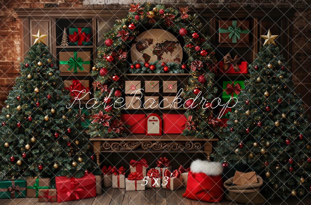 Fondo de Guirnalda de Correo de Santa del Árbol de Navidad Diseño de Mini MakeBelieve