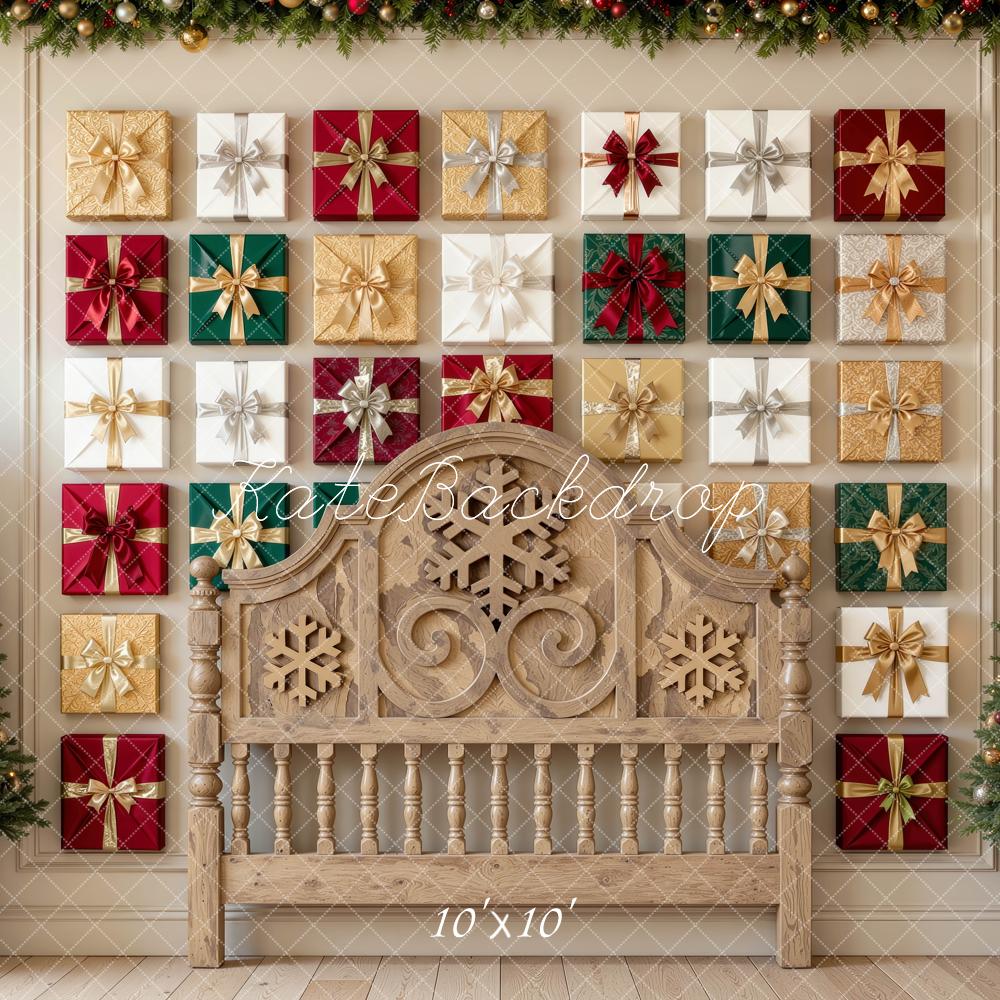 Kate Christmas Headboard Gift Wall Pine Trees Printed Backdrop Designed by Mini MakeBelieve
