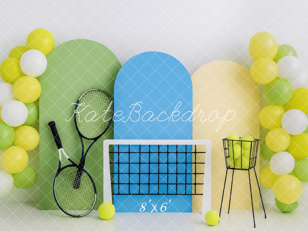 Kate Birthday Tennis Balloons Racket Sports Backdrop Designed by Patty Roberts