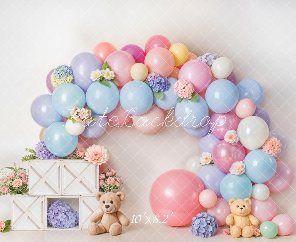 Cake Smash Foto Achtergrond Pastel Balloon Flower Arch Designed by Emetselch
