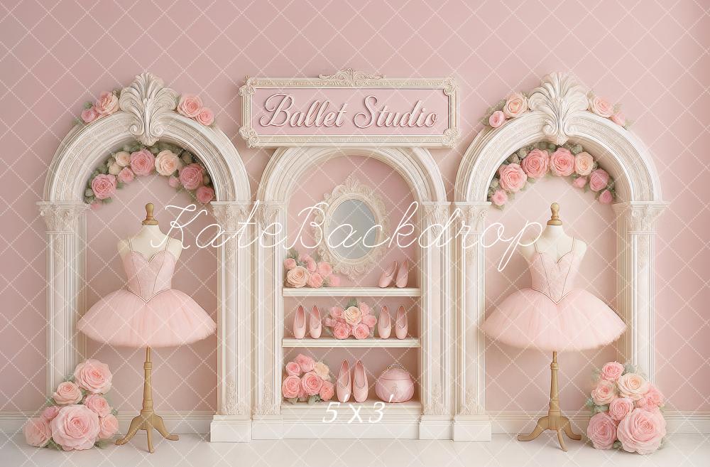 Kate Birthday Ballet Studio Pink Dress Printed Backdrop Designed by Ashley Paul