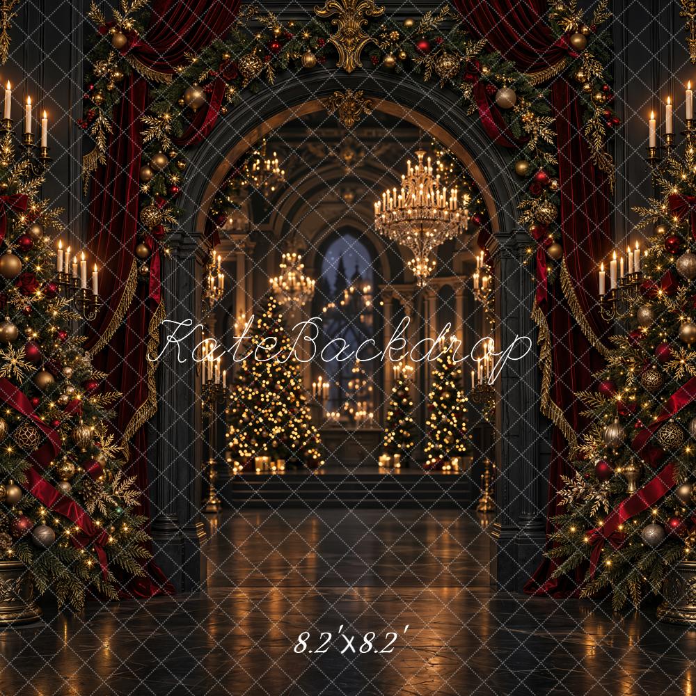 Kate Christmas Hall Luxury Christmas Tree Archway Printed Backdrop Designed by Emetselch