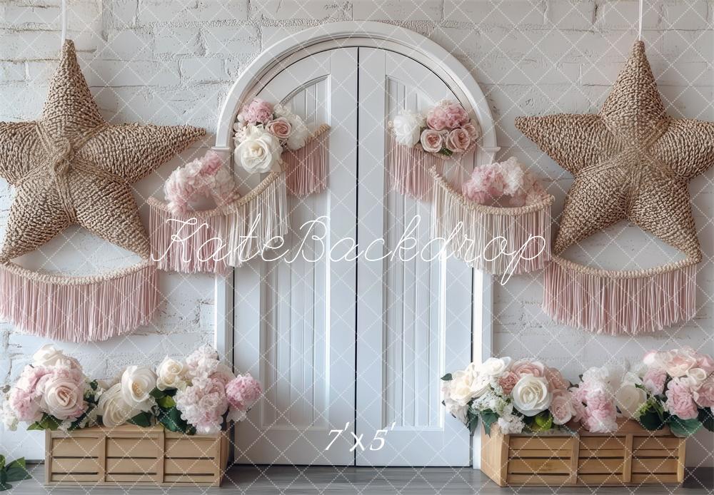 Fondo de puerta y pared de flores estrelladas Boho Diseñado por Mini MakeBelieve