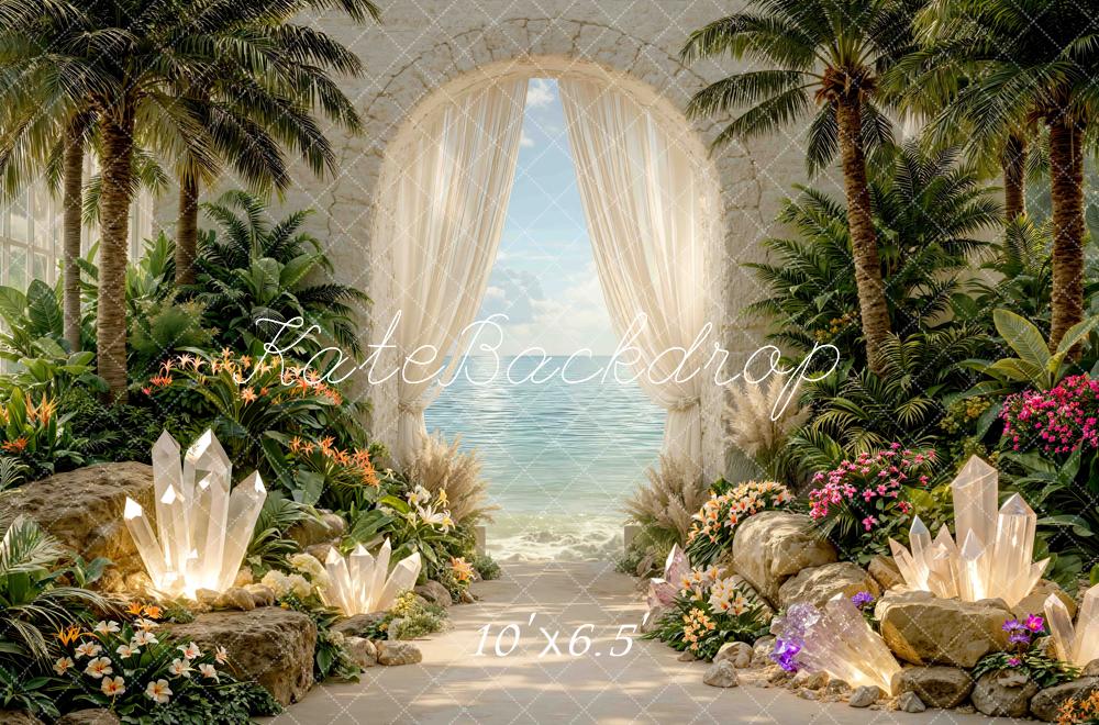 TEST Kate Tropical Crystal Arch Ocean Garden Printed Backdrop Designed by Mini MakeBelieve
