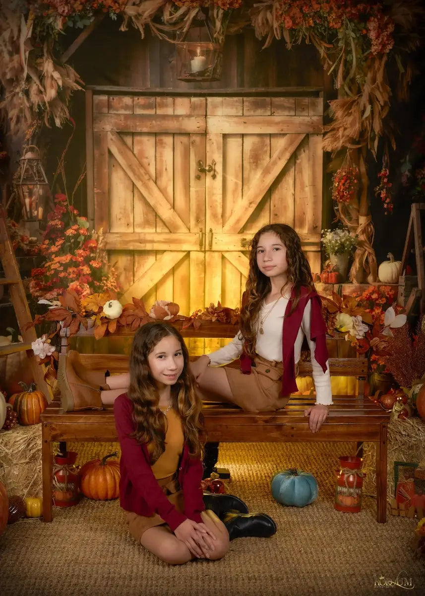 Kate Autumn Pumpkin Barn Backdrop Designed by Emetselch