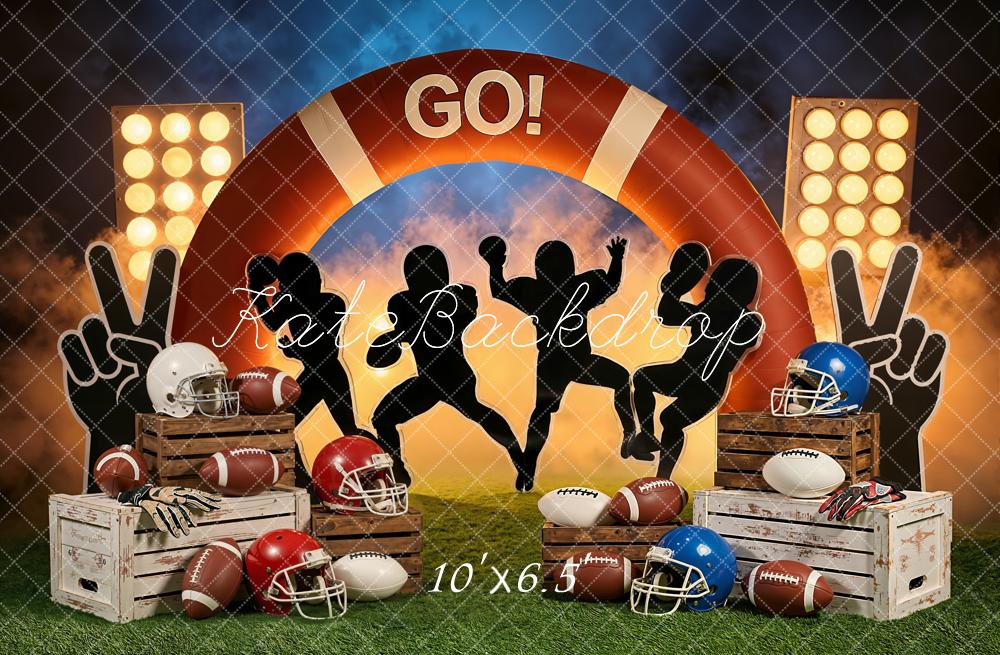 Kate Sports Football Stadium Arch Crates Helmets Silhouettes Backdrop Designed by Emetselch