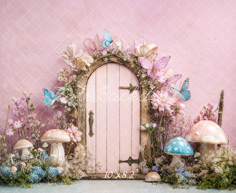 Kate Fairy Tale Door Mushrooms Butterfly Backdrop Designed by Emetselch