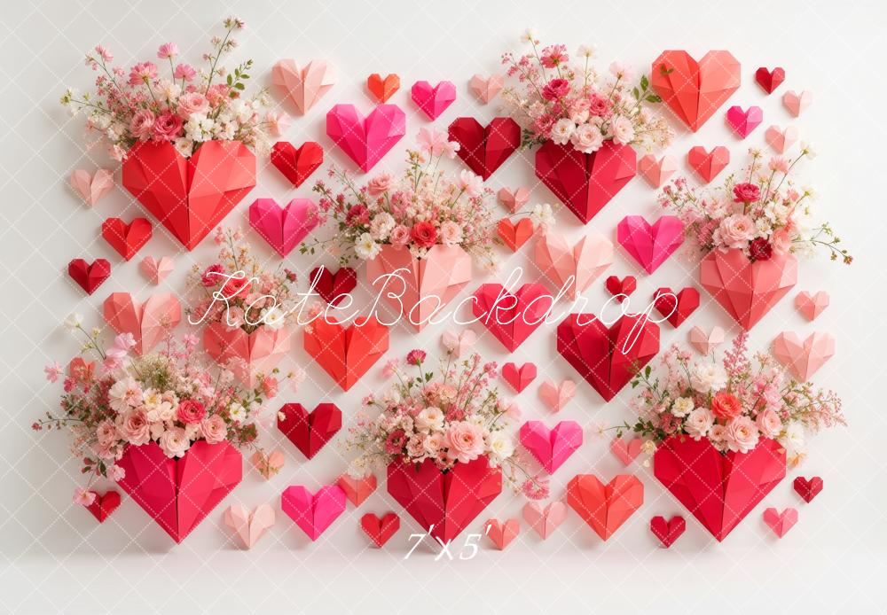 Kate Valentine's Day Origami Heart Flower Wall Printed Backdrop Designed by Ashley Ward