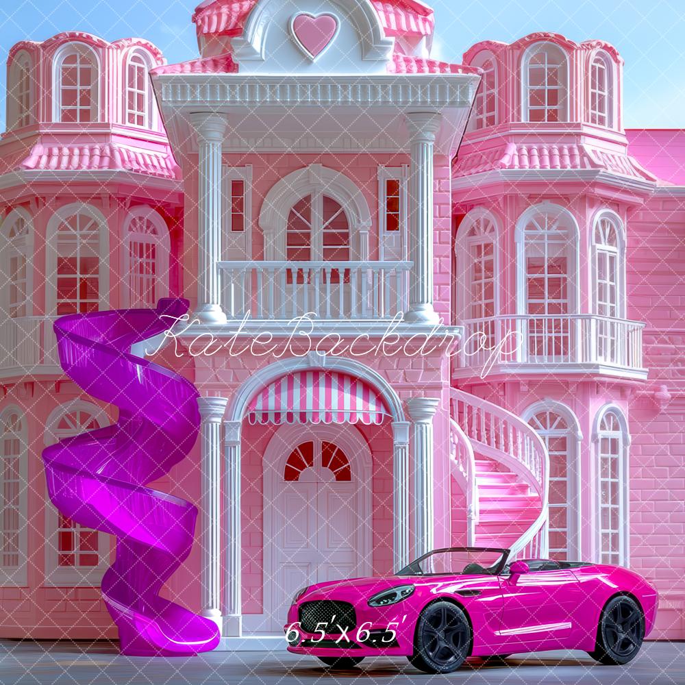 Kate Fashion Doll Pink Mansion Car Beach Backdrop Designed by Mini MakeBelieve