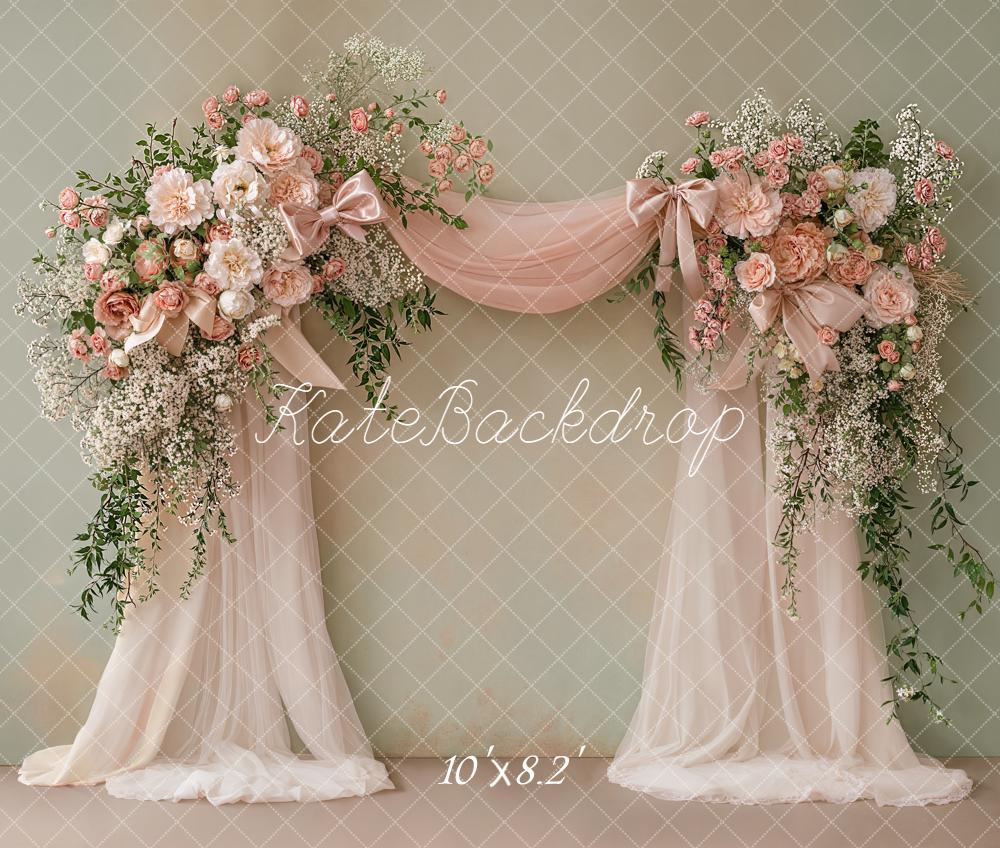 TEST Kate Spring Flower Arch Blush Pink Floral Drapes Backdrop Designed by Emetselch