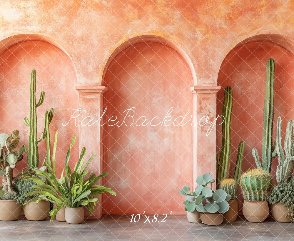 Cactus Arch Warm Terracotta Foto Achtergrond Designed by Patty Roberts