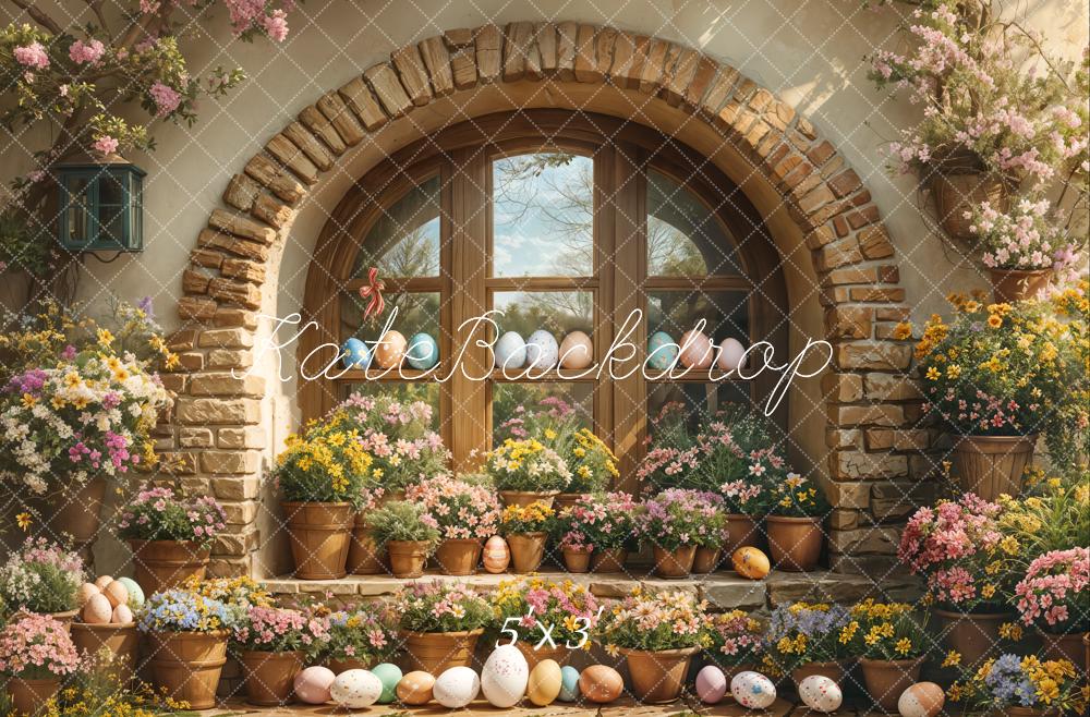 Kate Easter Eggs Outdoor Floral Arched Window Cottage Backdrop Designed by Emetselch