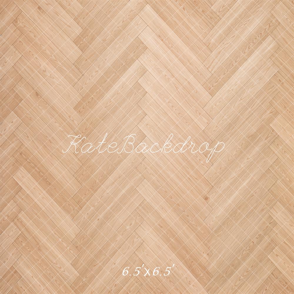 Kate Light Wood Herringbone Floor Printed Backdrop Designed by Emetselch