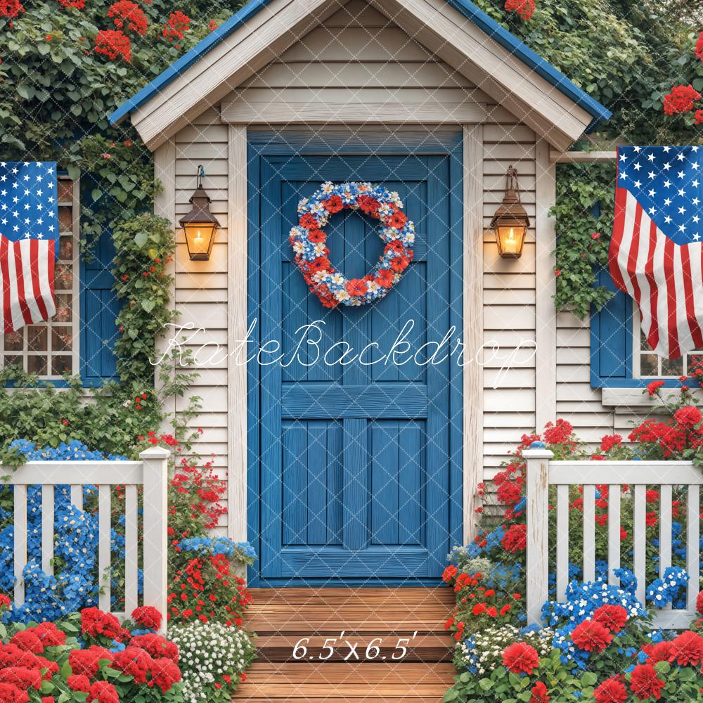 Fondo Floral de Bandera del Día de la Independencia Diseño de Emetselch