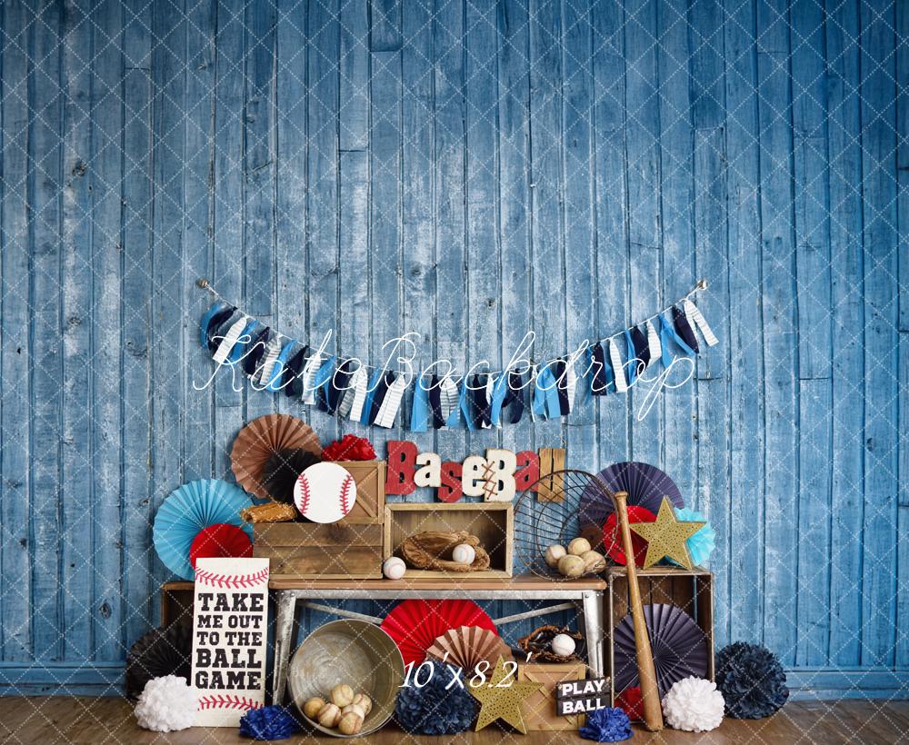 Kate Sports Baseball Rustic Blue Backdrop Designed by Mandy Ringe Photography