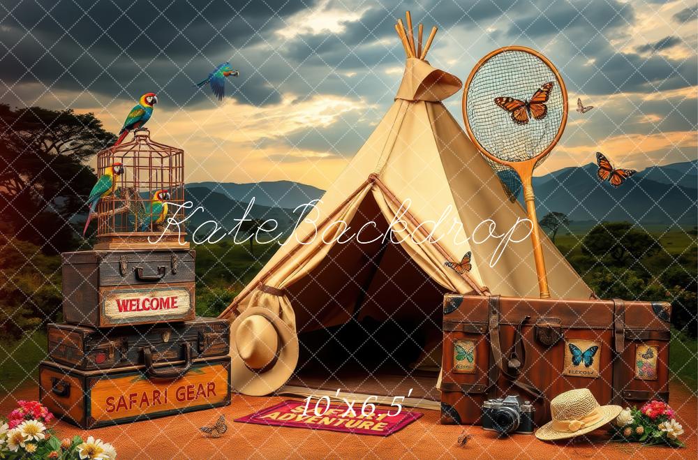 Tienda de Camping Safari Aventura de Pájaro y Mariposa Diseño de Laura Bybee