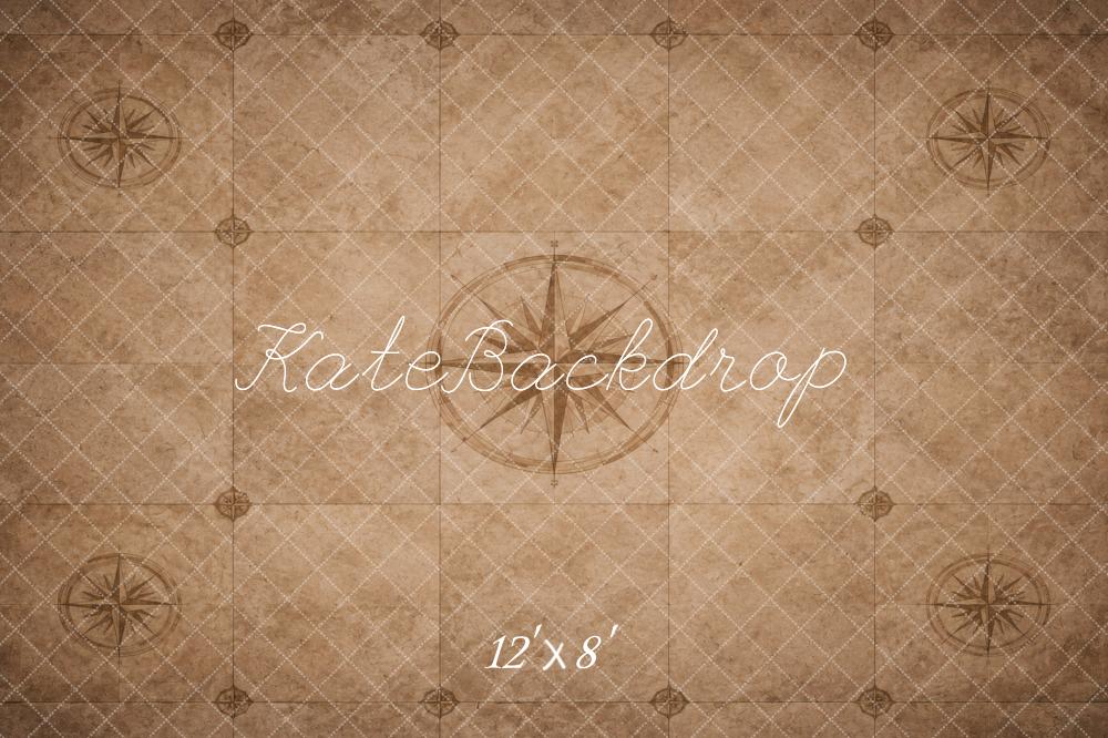 Kate Vintage Compass Brown Floor Printed Backdrop Printed Backdrop Designed by Vertigo Productions