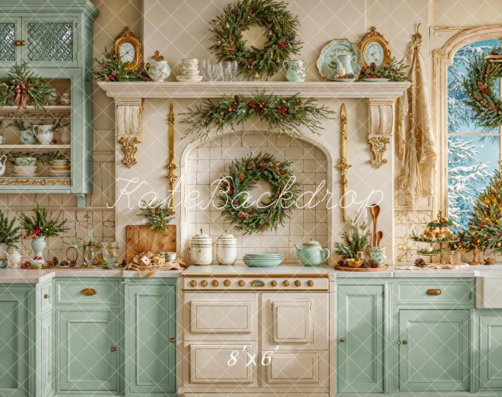 Fondo de Corona de Armarios Vintage de Cocina Navidad Designed by Emetselch