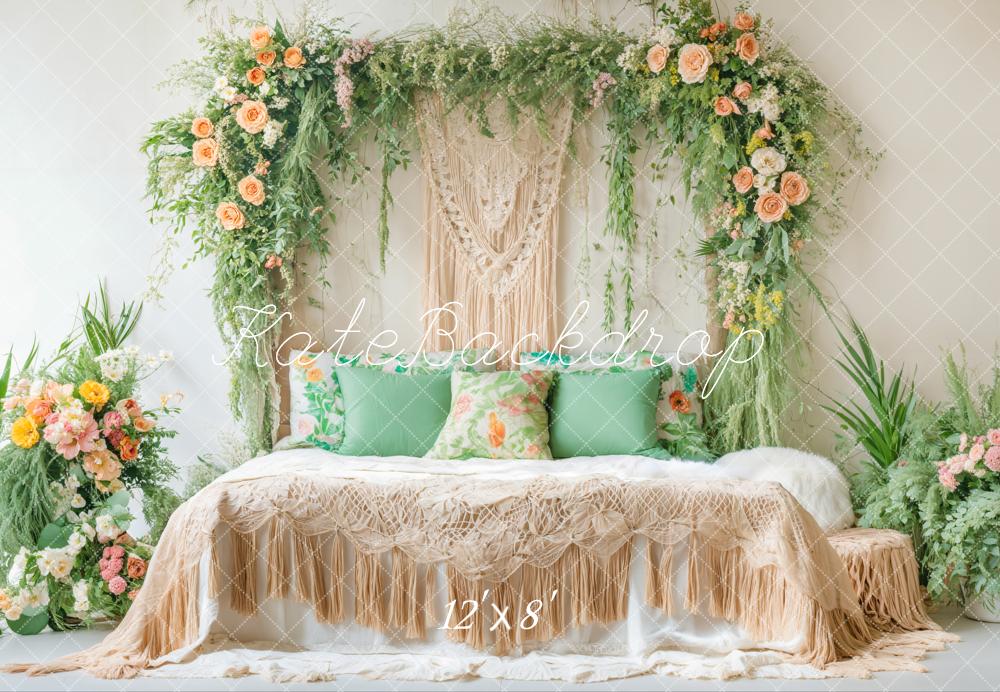 Kate Boudoir Boho Summer Floral Arch Bedroom Backdrop Designed by Emetselch