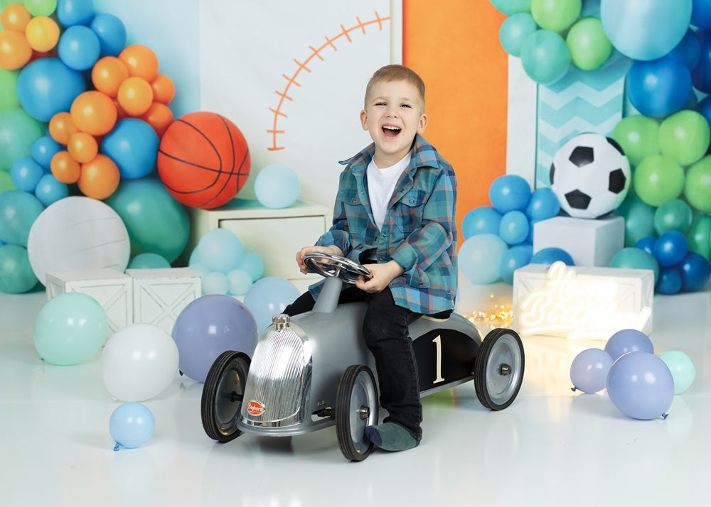 Fondo de globos de arco deportivo de Cake Smash diseñado por Patty Roberts