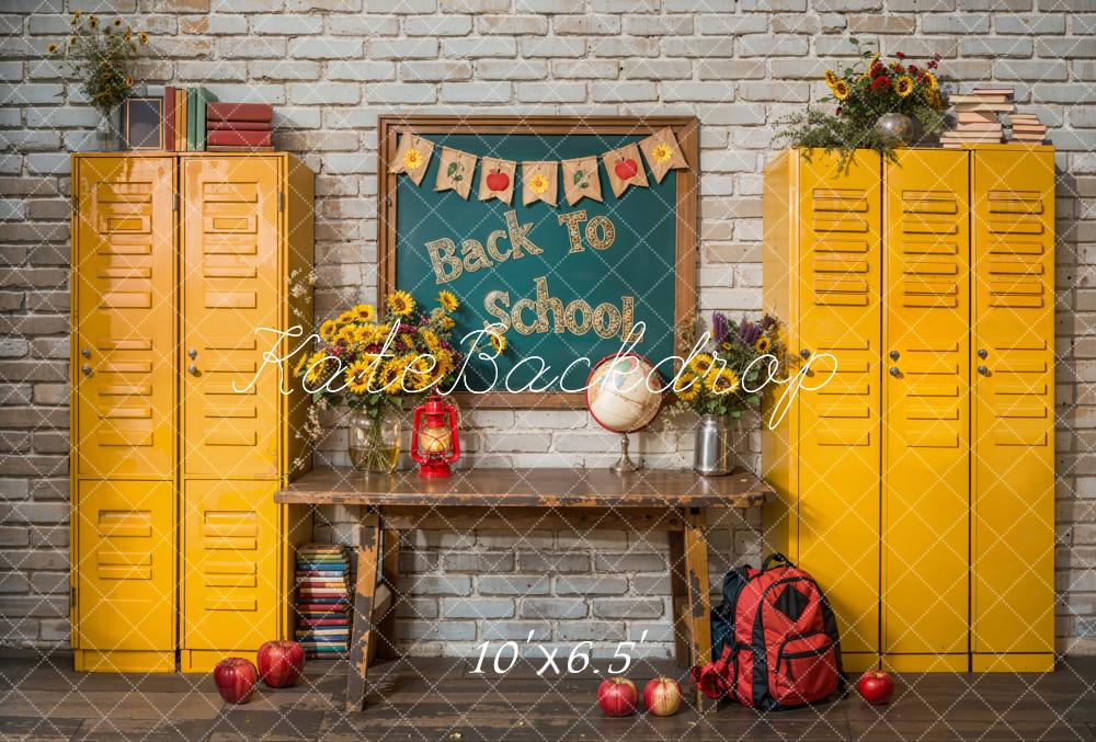 Fondo de Taquilla Amarillo de Pizarra para Volver a la Escuela Diseñado por Emetselch