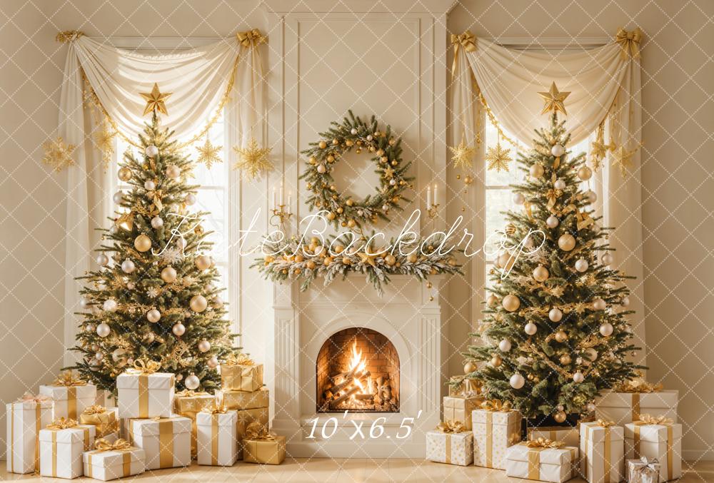 Kate Christmas Tree Fireplace Wreath Gifts Backdrop Designed by Emetselch