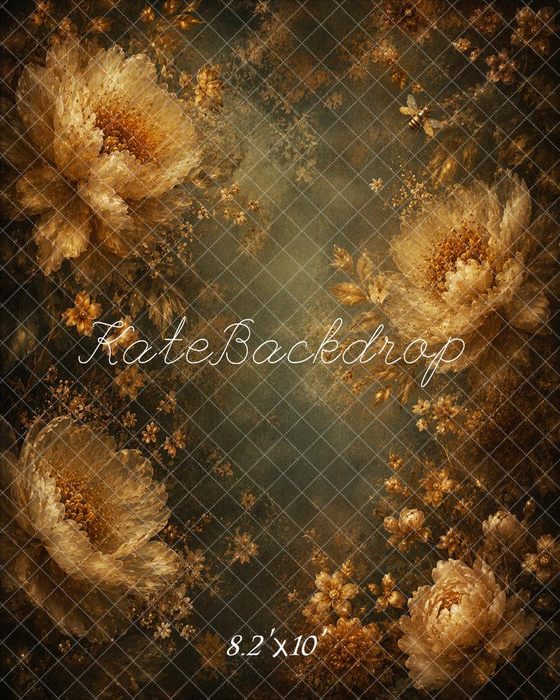 Kate Fine Art The Gilded Veil Floral Flowers Bees Printed Backdrop Designed by Ashley Ward