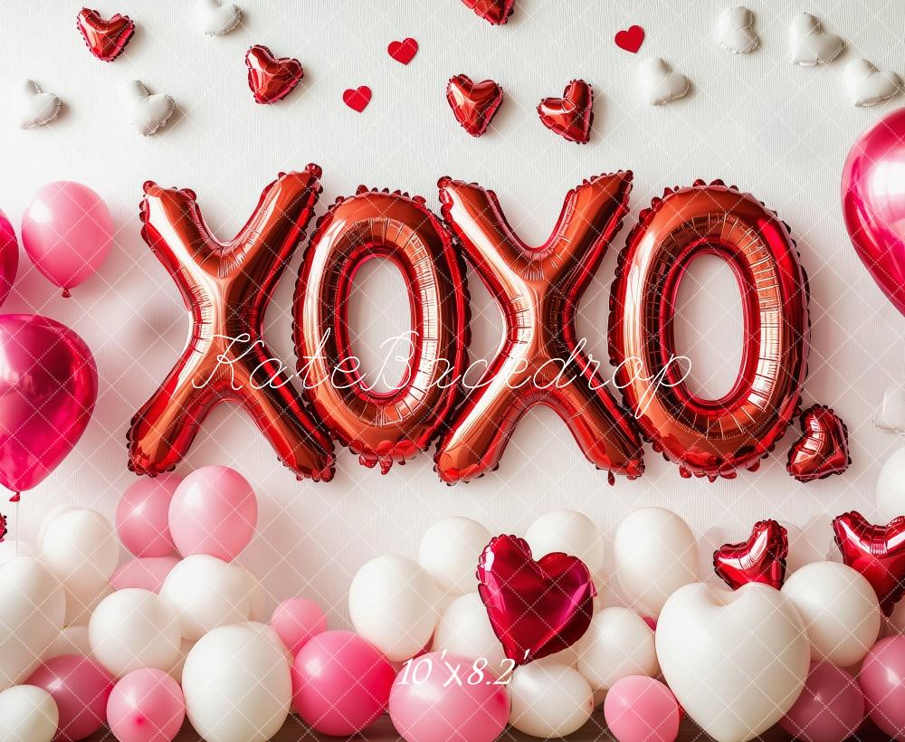 Kate Valentine's XOXO Heart Balloons Backdrop for Photography Designed by Patty Roberts