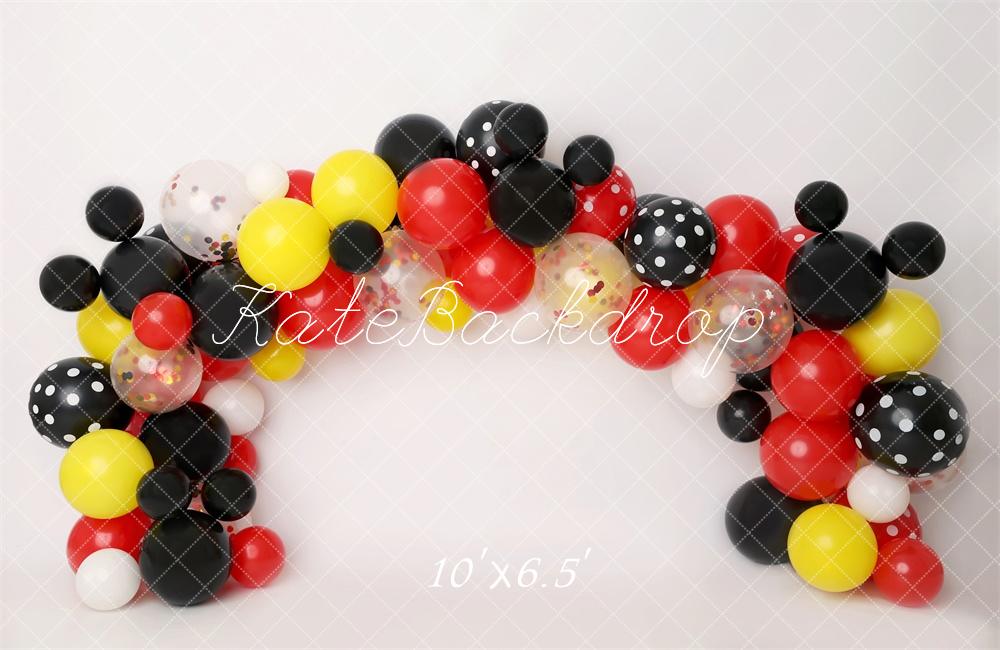 Cake Smash Cartoon Mouse Balloon Arch Foto Achtergrond Designed by Melissa King