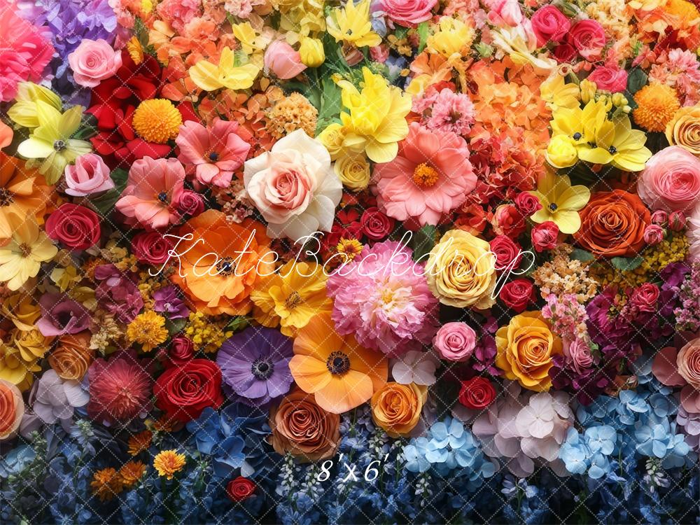 Kate Spring Vibrant Flower Wall Backdrop Designed by Mini MakeBelieve