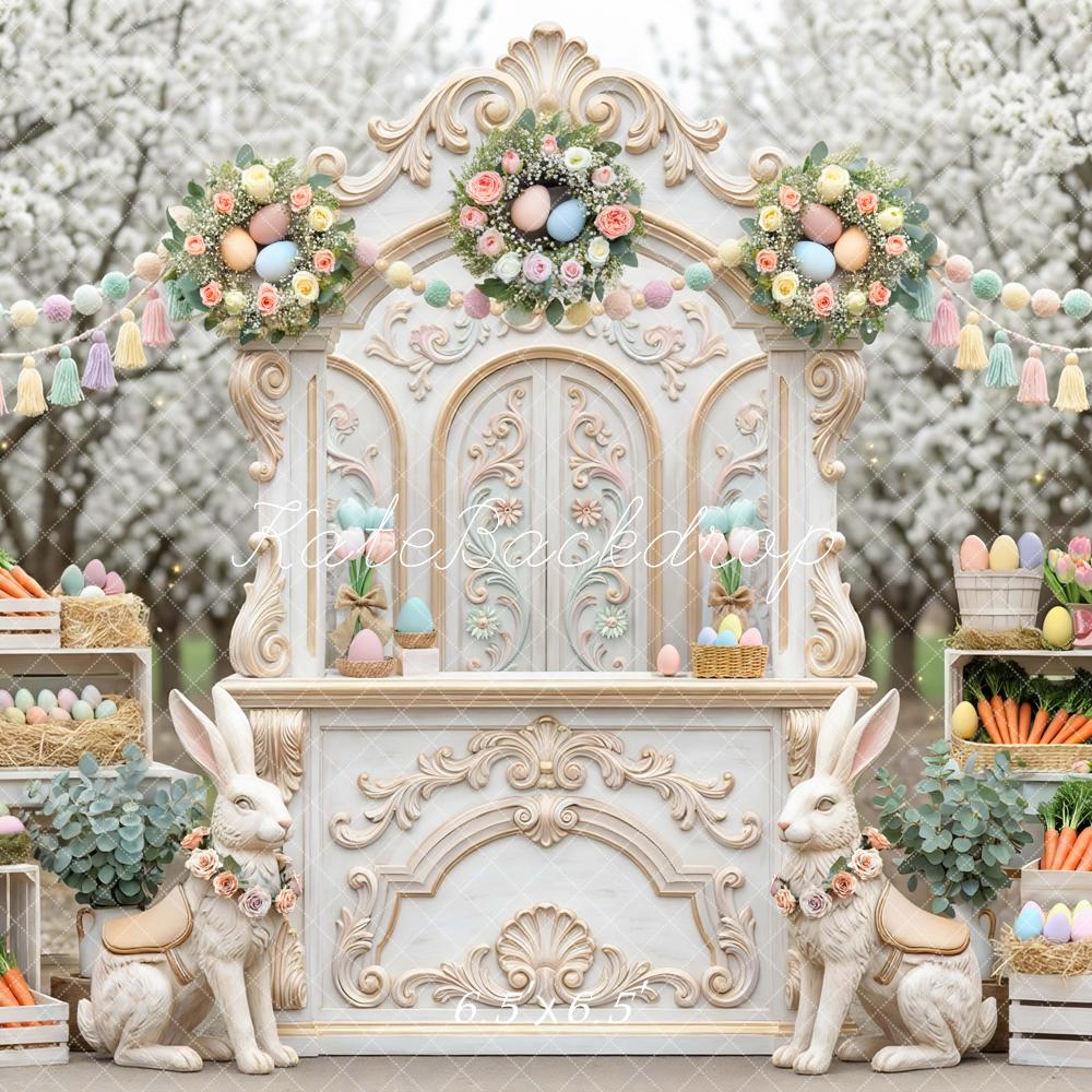 Kate Easter Bunny Pastel Eggs Floral Arch Garden Backdrop Designed by Mini MakeBelieve