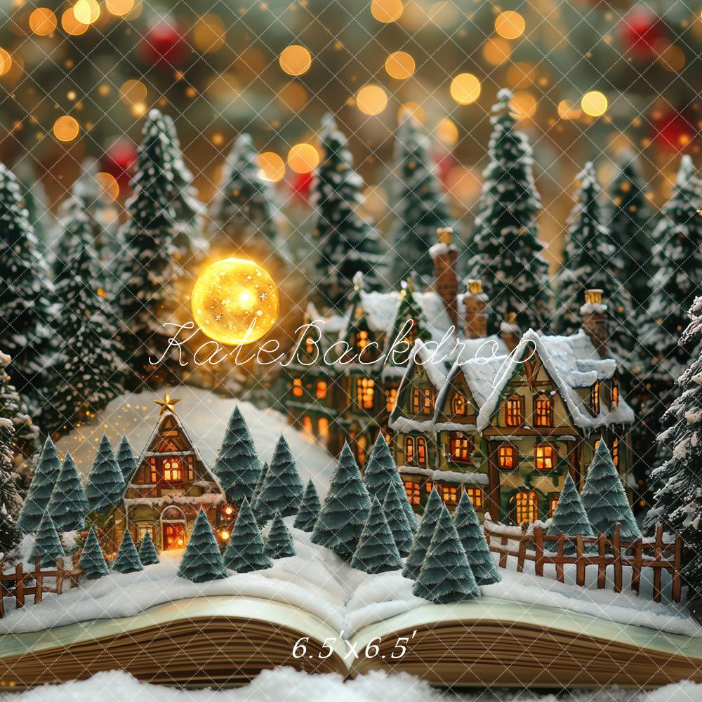 Fondo de Cuento de Navidad en un Pueblo Nevado Diseñado por Mini MakeBelieve