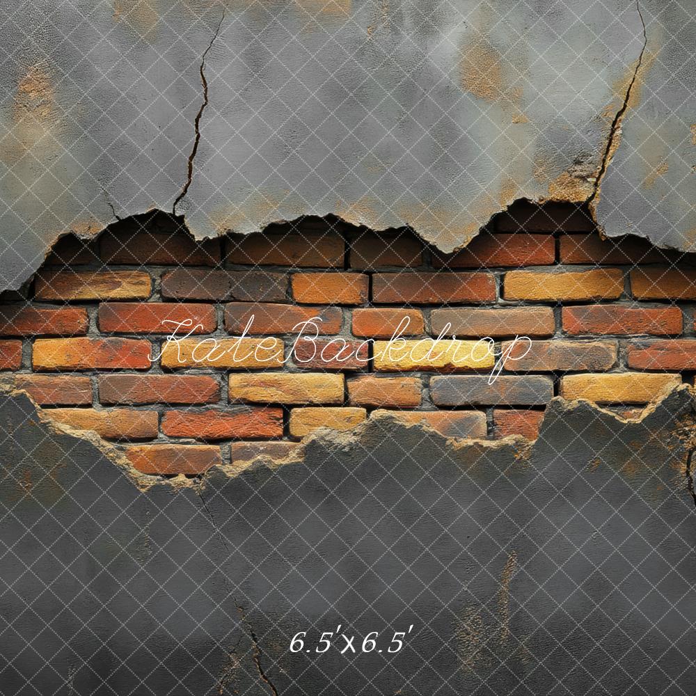 Kate Vintage Gray Brick Wall Backdrop Designed by Mini MakeBelieve