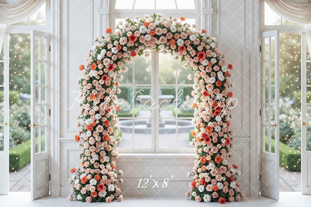 Kate Spring Flower Arch White Room Windows Backdrop Designed by Mini MakeBelieve