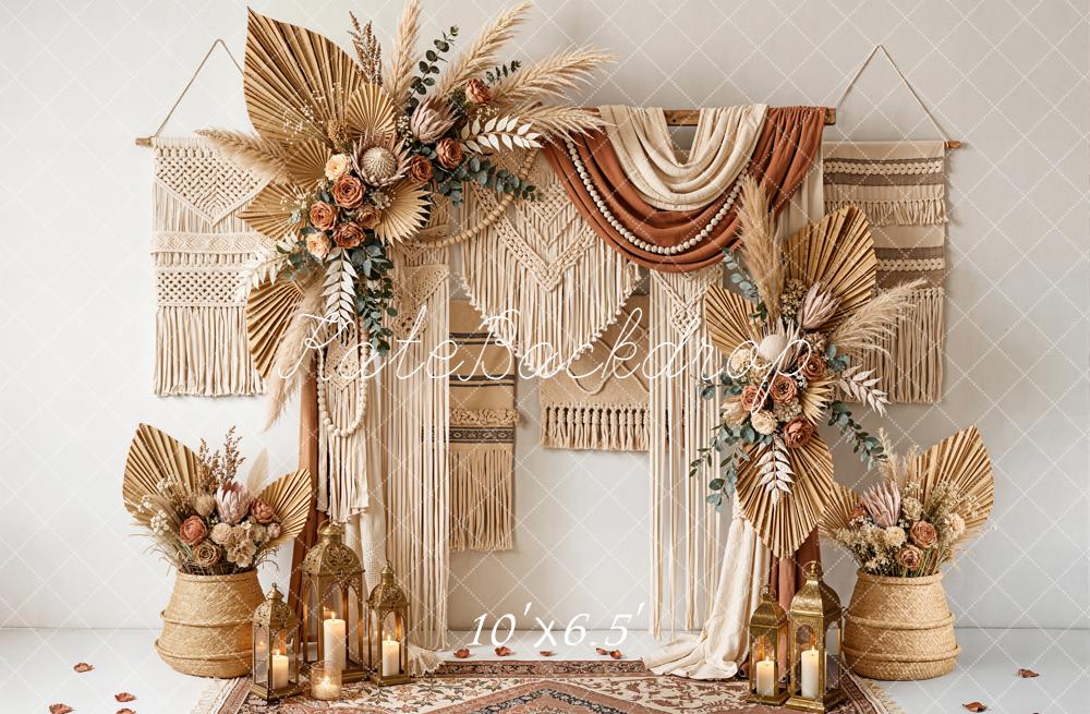 Kate Mother's Day Boho Macrame Dried Palm Floral Arrangement Backdrop Designed by Emetselch
