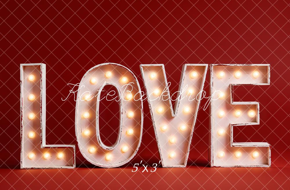 Kate Valentine's Day Red Marquee Love Letters Backdrop Designed by Emetselch