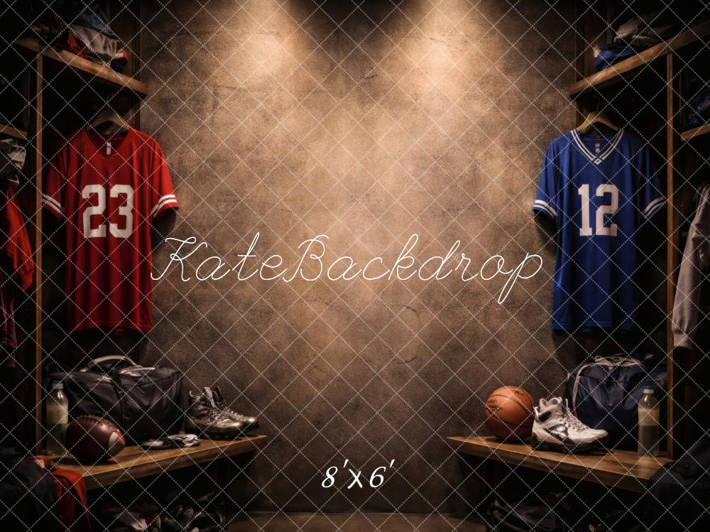 TEST Kate Sports Locker Room Football Basketball Jerseys Printed Backdrop Designed by Vertigo Productions