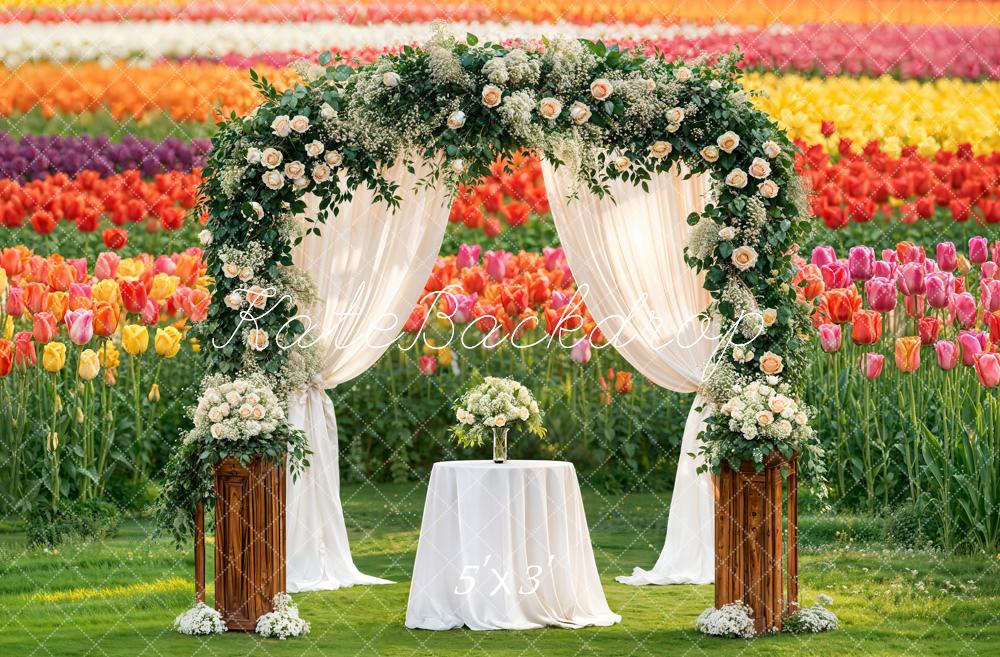 Kate Spring Flower Arch Floral Garden Tulips Backdrop Designed by Emetselch