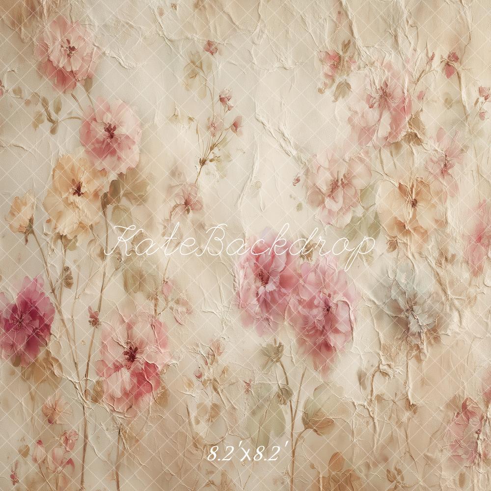 TEST Kate Vintage Pastel Floral Abstract Texture Printed Backdrop Designed by Angela Miller