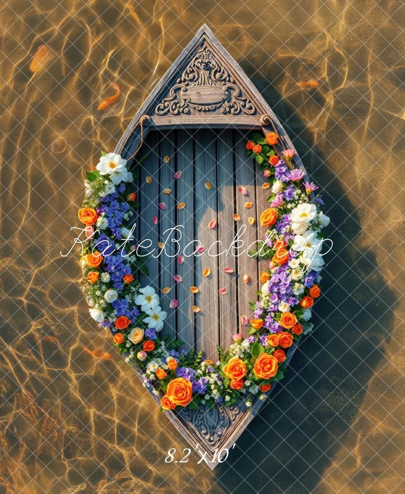 Zomer Weer Gesleten Boot Bloemen Foto Achtergrond Designed by Laura Bybee