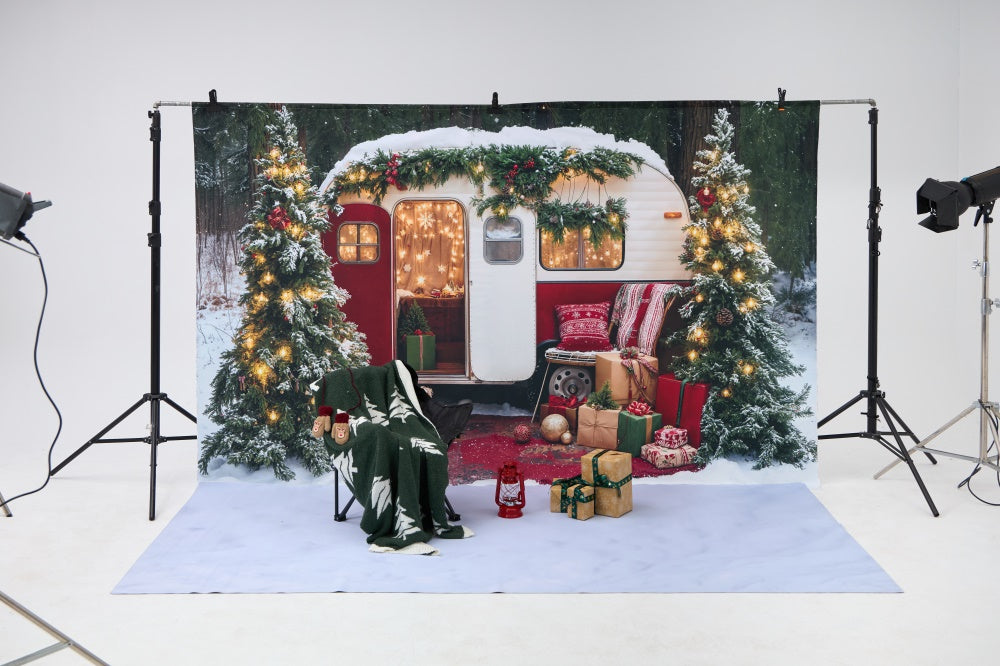 RTS Kate Winter Christmas Tree Camper RV Gifts Photo Kit Photography Backdrops&Props Themed Bundle