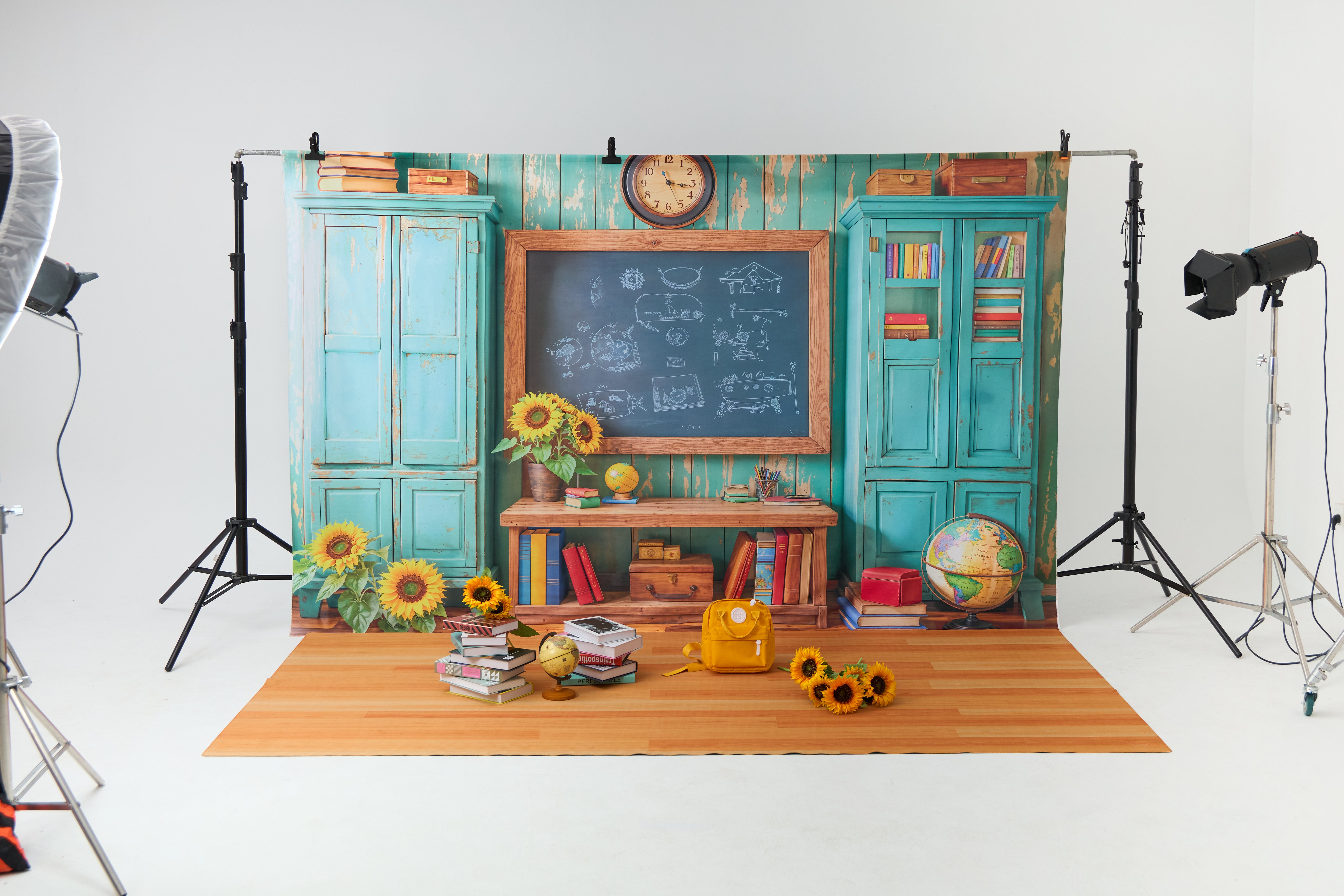 Kate Back to School Blackboard Book Sunflower Photo Kit Photography Backdrops&Props Themed Bundle