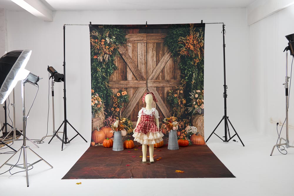 RTS Kate Fall Barn Door Pumpkin Photo Kit Photography Backdrops&Props Themed Bundle