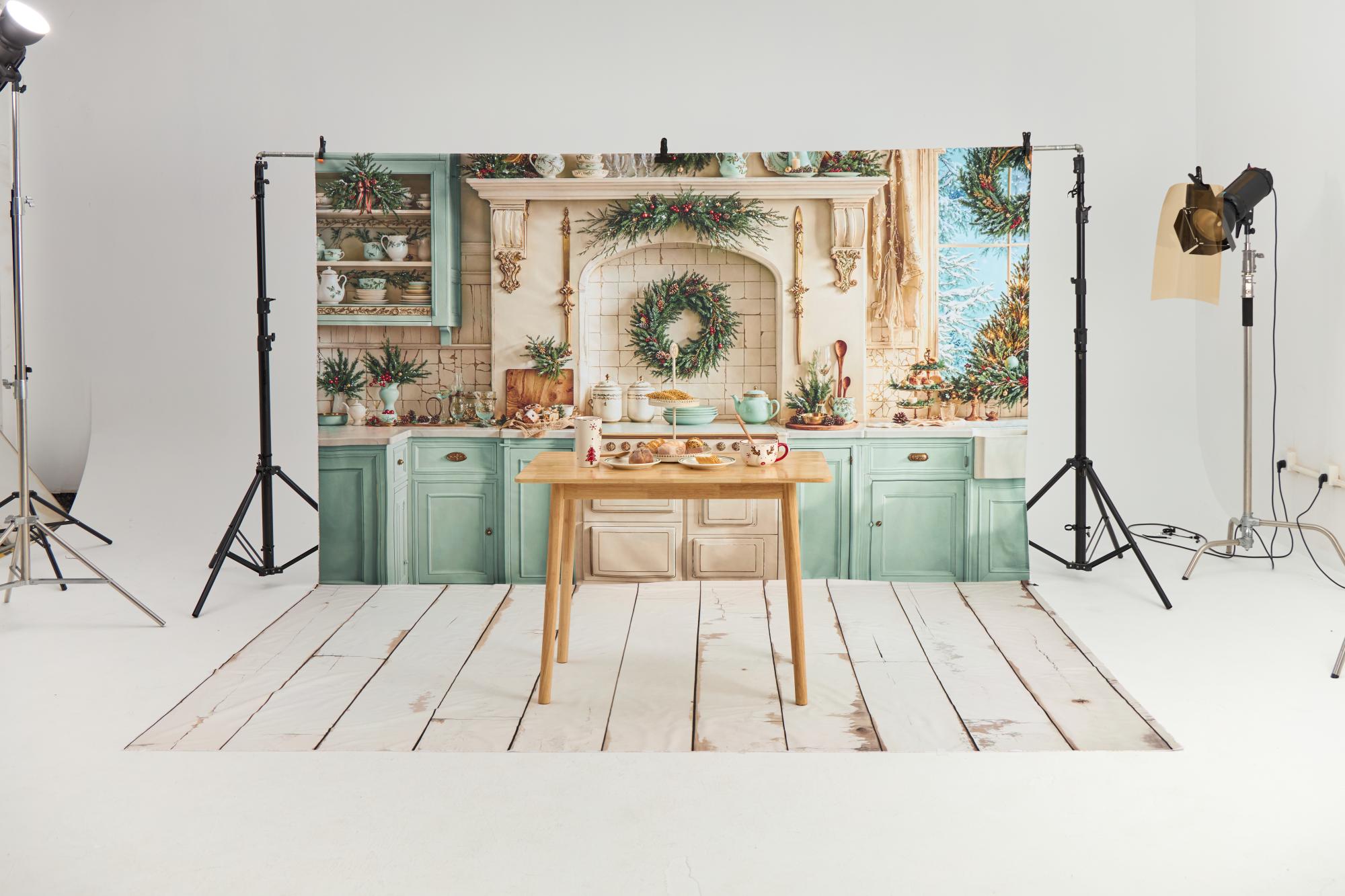 Kate Christmas Kitchen Photo Kit Photography Backdrops&Props Themed Bundle