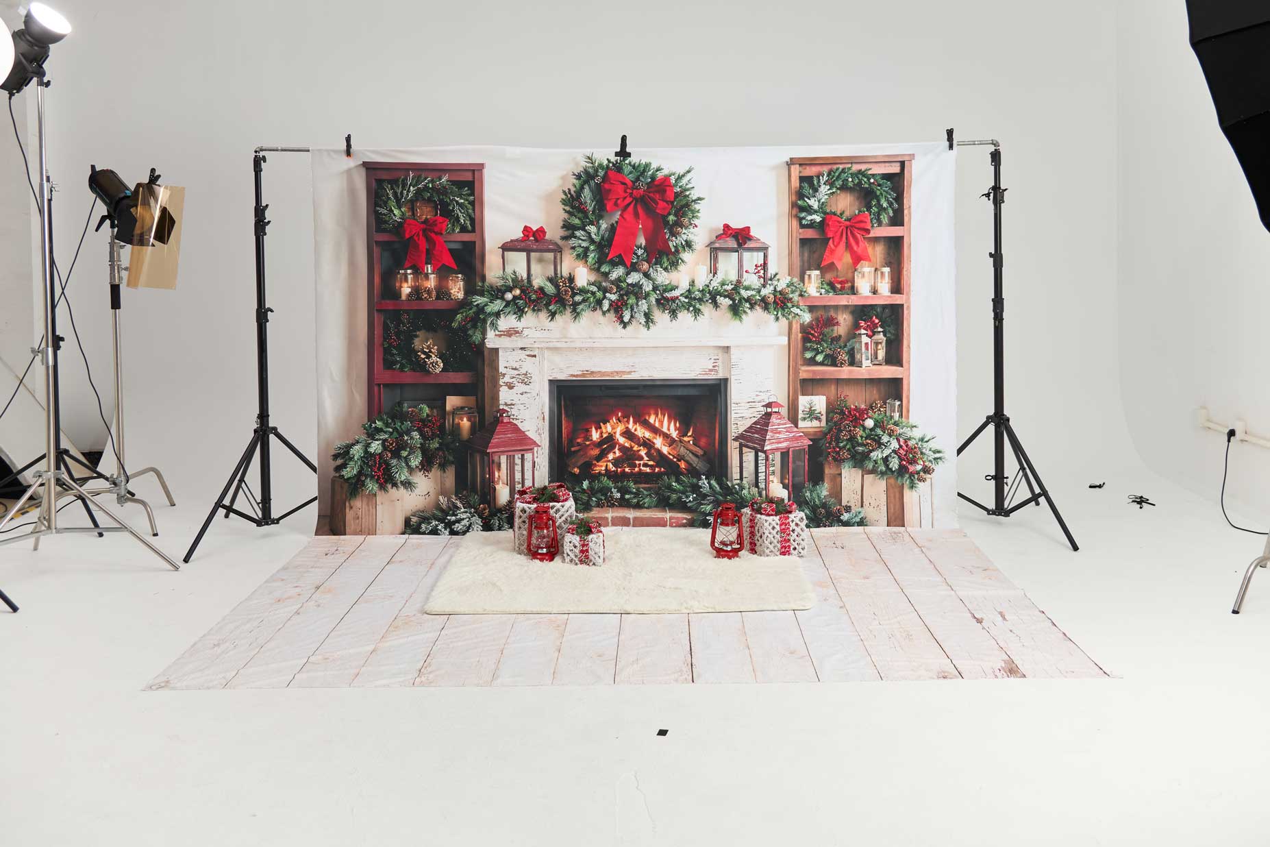 Kate Christmas Wreath Fireplace Photo Kit Photography Backdrops&Props Themed Bundle