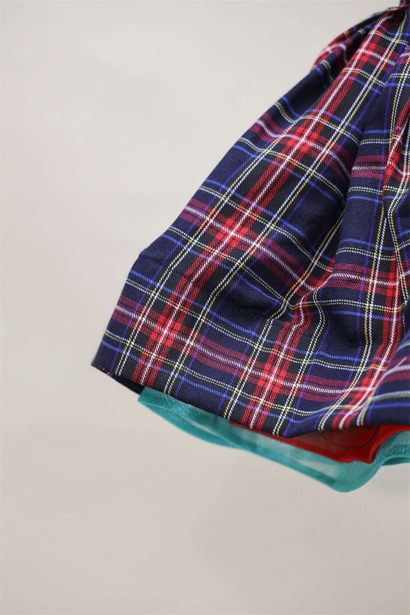 Kate Spring/Summer Plaid Lace-Up Kids Dress for Photography