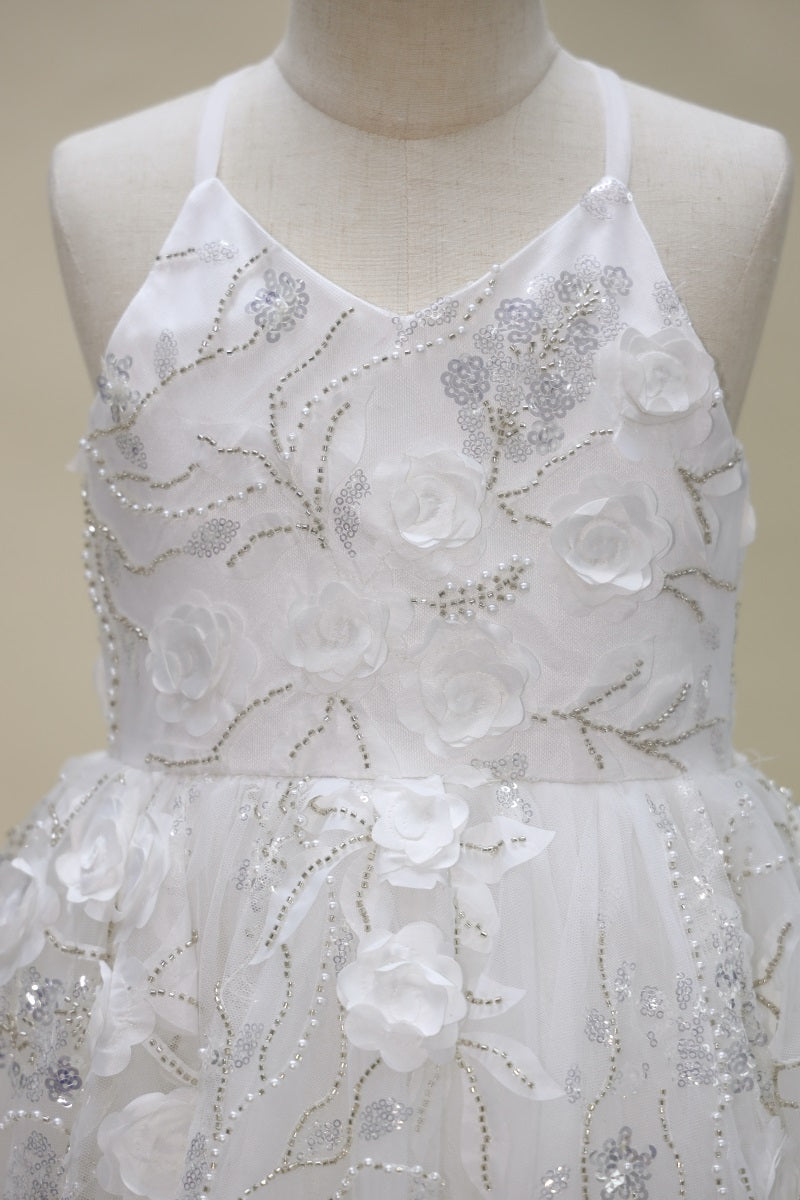 Kate Spring/Summer White Party Dress Kids Dress for Photography