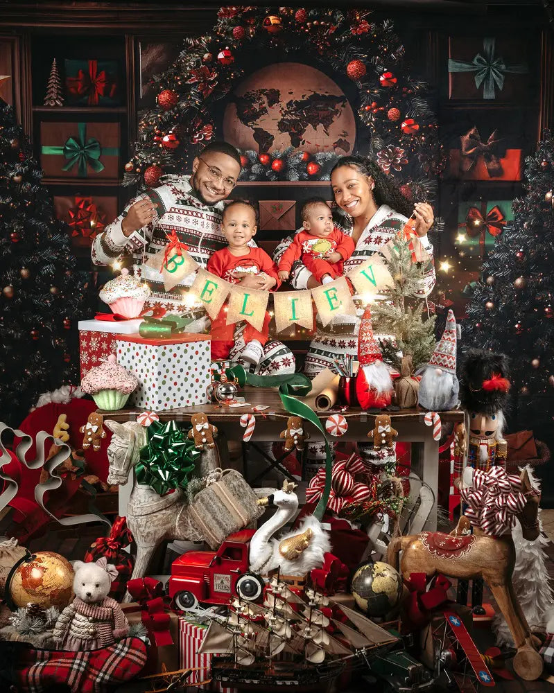 Fondo de Guirnalda de Correo de Santa del Árbol de Navidad Diseño de Mini MakeBelieve