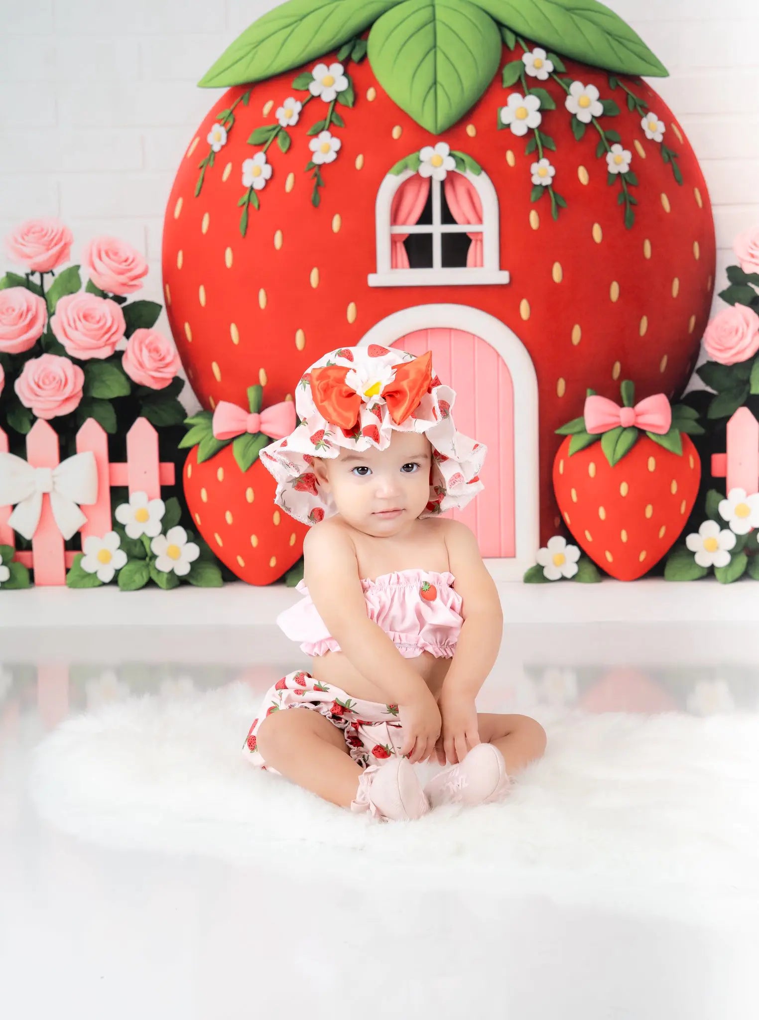 Fondo Floral de Casa de Fresa Cake Smash Designed by Ashley Paul