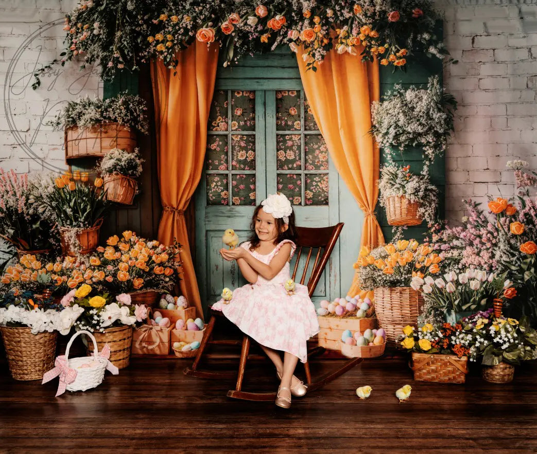 Kate Easter Floral Door Curtain Printed Backdrop Designed by Emetselch